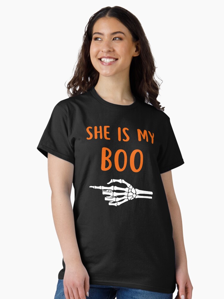 Thumbnail 2 of 7, Classic T-Shirt, She's My Boo Matching Halloween Pajama Set for Couples designed and sold by Pixie-agenca.