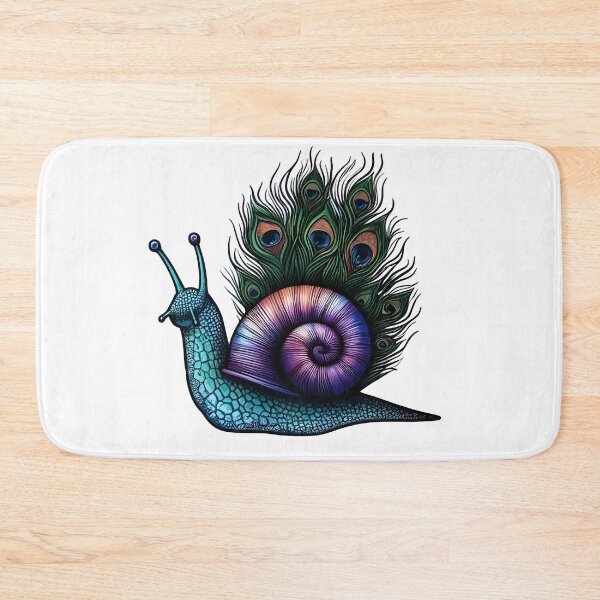 Item preview, Cute Snail, Tattoo & Watercolor Art style with Peacock Feathers designed and sold by SomniferumWars.