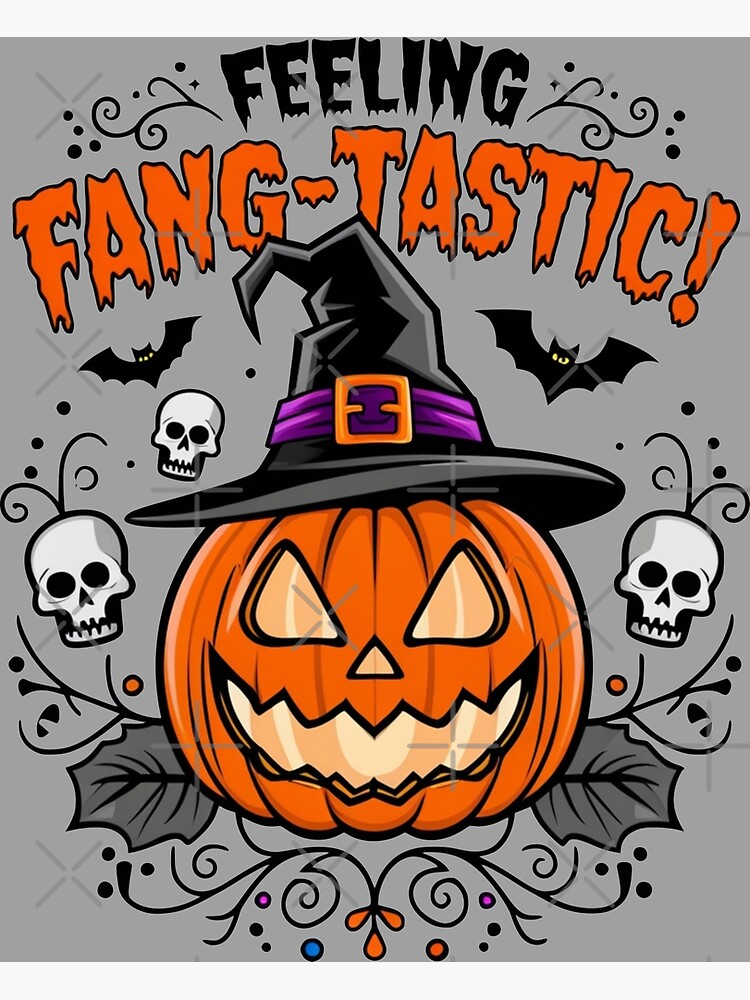 Thumbnail 3 of 3, Poster, Feeling Fang-tastic - Funny Halloween, Pumpkins and Skulls - Witchy Vibes designed and sold by BuddhaSkull.