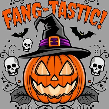 Artwork thumbnail, Feeling Fang-tastic - Funny Halloween, Pumpkins and Skulls - Witchy Vibes by Skulls & Calaveras