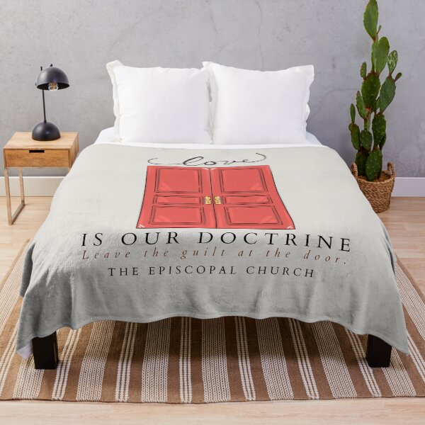 Item preview, Love is our doctrine.  Leave the guilt at the door.  designed and sold by Canterbury Episcopal Campus Ministry at Texas Tech University .
