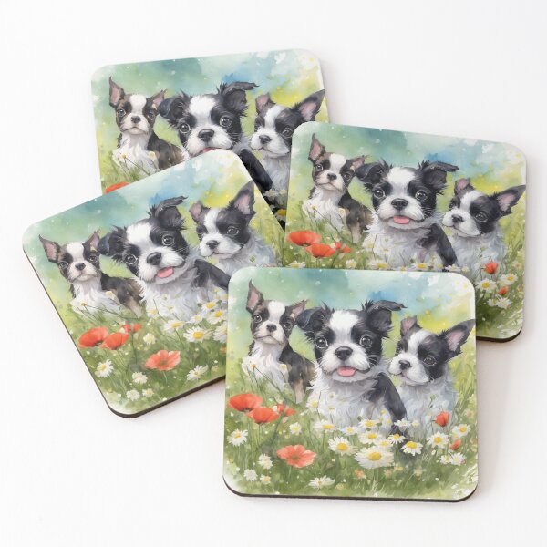 Item preview, Boston Terrier Puppies Playing Outside designed and sold by Wags & Tails.
