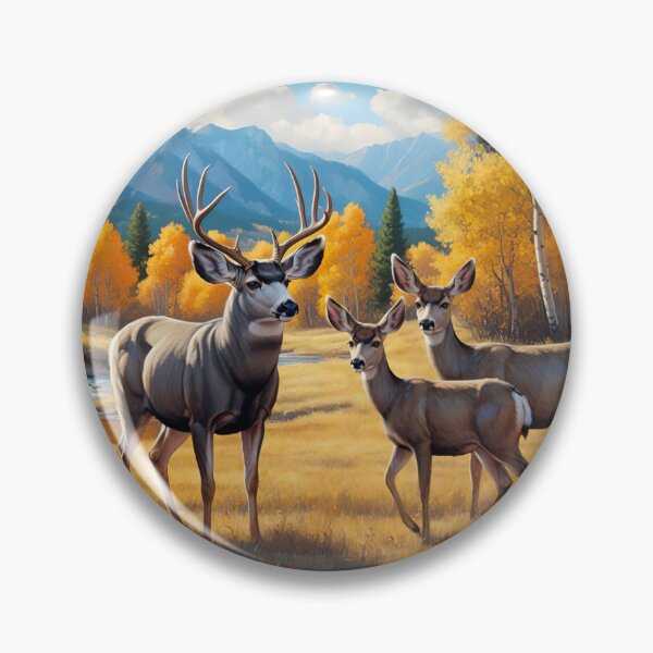 Item preview, Mule Deer Buck Doe and Fawn in Autumn Aspen Woods designed and sold by csforest.