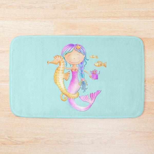 Item preview, Whimsical mermaid and seahorse watercolor art  designed and sold by Sarah Trett.