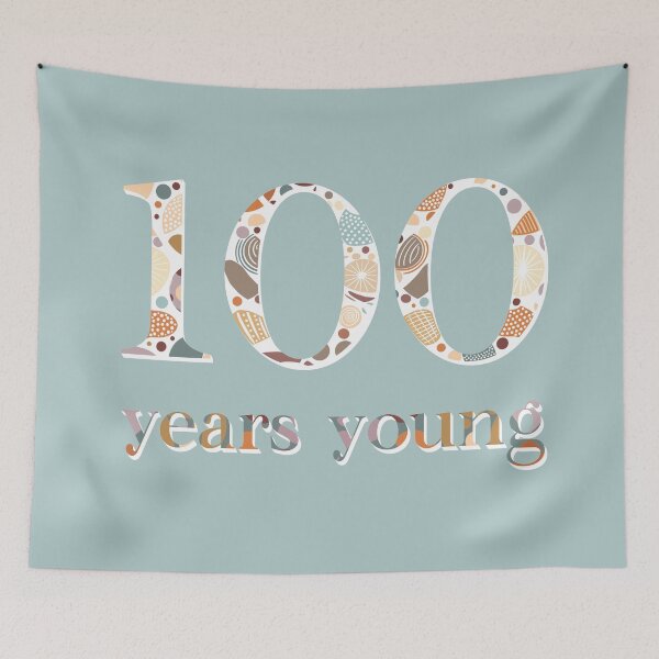 Item preview, "100 Years Young" 3 | Birthday Milestone designed and sold by LiseHoltArt.