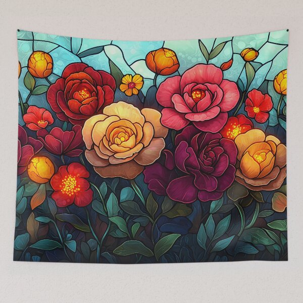 Item preview, Stained Glass of Roses and Poppies designed and sold by Cozirlax.