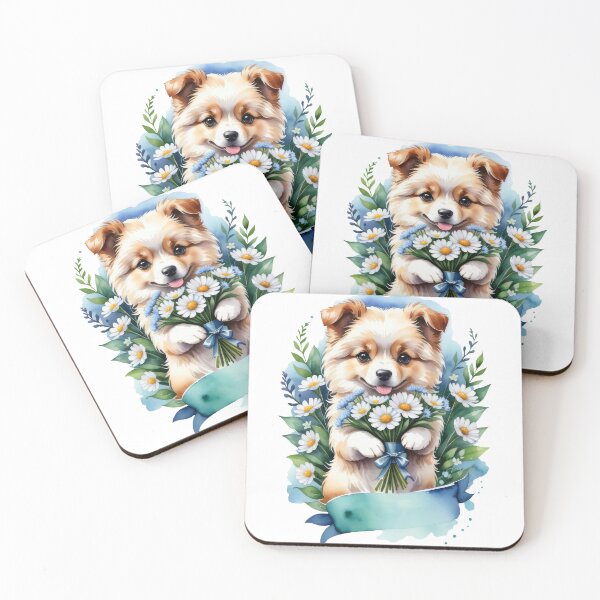 Item preview, Puppy holding flowers designed and sold by islandboy86.
