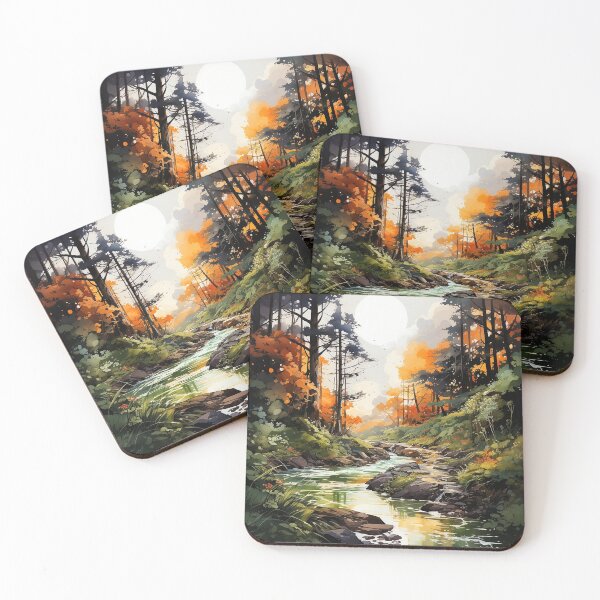 Item preview, Sunlit Grove - Sunlight Through Lush Forest Trees - Landscape Art - Watercolor Art designed and sold by CastleBySea.