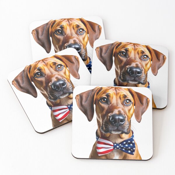 Item preview, Funny cool Rhodesian Ridgeback dog wearing a USA flag bow tie designed and sold by LazyOwlStore.