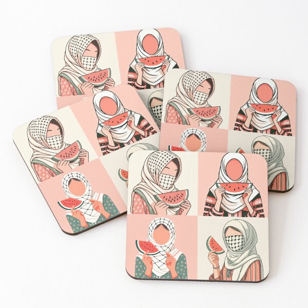 Item preview, hijabi girls hold slice of watermelon support free palestine designed and sold by Slice Of Seed.