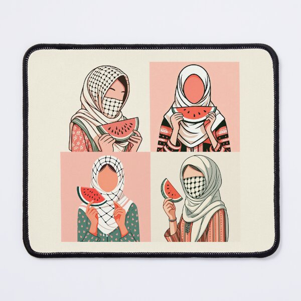 Item preview, hijabi girls hold slice of watermelon support free palestine designed and sold by Slice Of Seed.