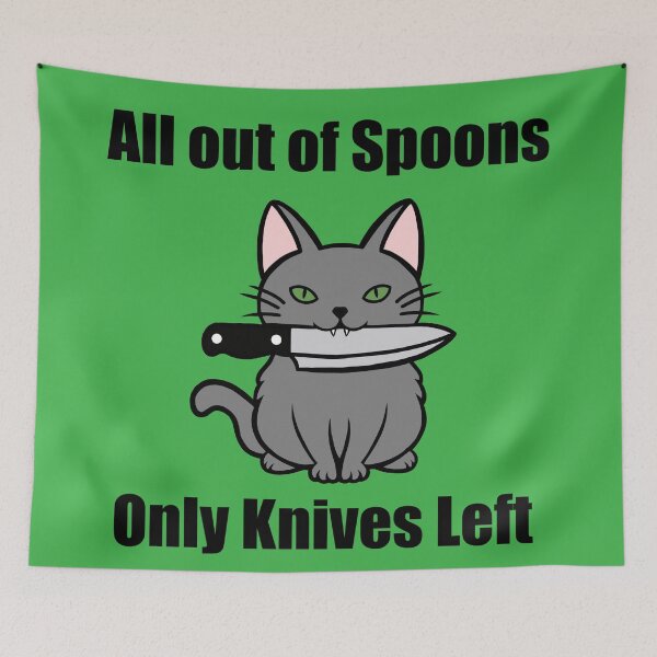 Item preview, All out of spoons only knives left (Cat) designed and sold by CaitlynConnor.