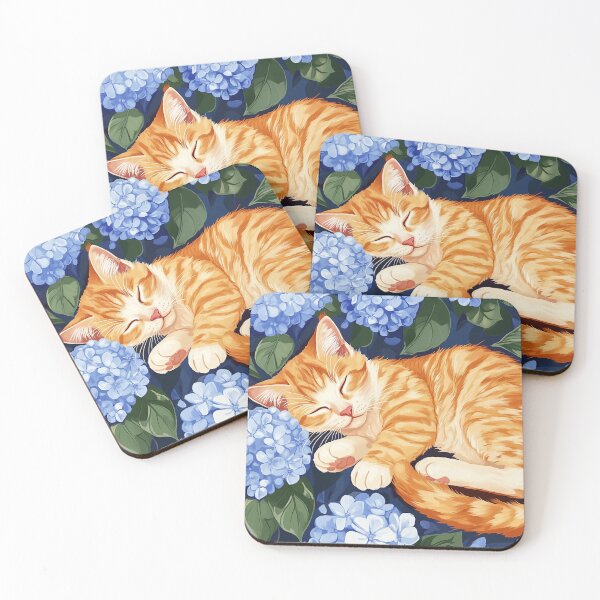 Item preview, Sleeping Hydrangea cat designed and sold by ShanCoMeow.