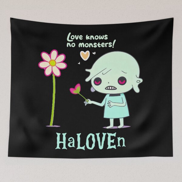 Item preview, Cute HaLOVEn Zombie with Flower - Love Knows No Monsters Pastel Art designed and sold by Prime-Studio.