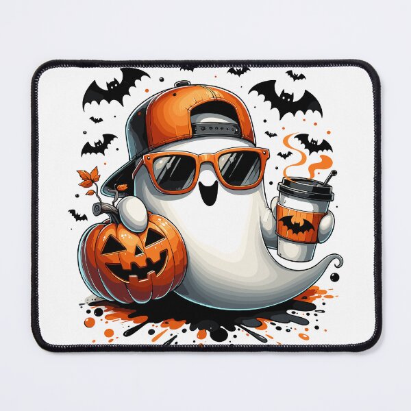 Item preview, Spooky Halloween Ghost Wearing Sunglasses with Pumpkin Coffee Style designed and sold by ROOFY-HK.
