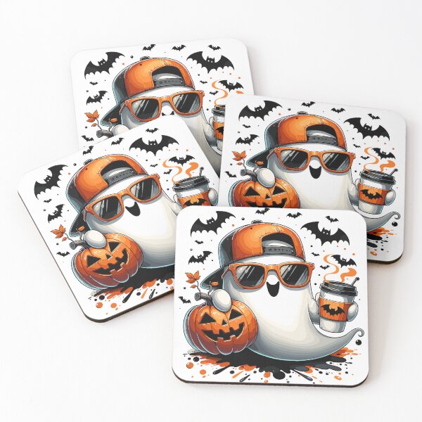Item preview, Spooky Halloween Ghost Wearing Sunglasses with Pumpkin Coffee Style designed and sold by ROOFY-HK.