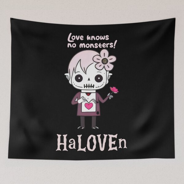 Item preview, Sweet Skeleton HaLOVEn Design with Flower and Heart - Love Knows No Monsters designed and sold by Prime-Studio.