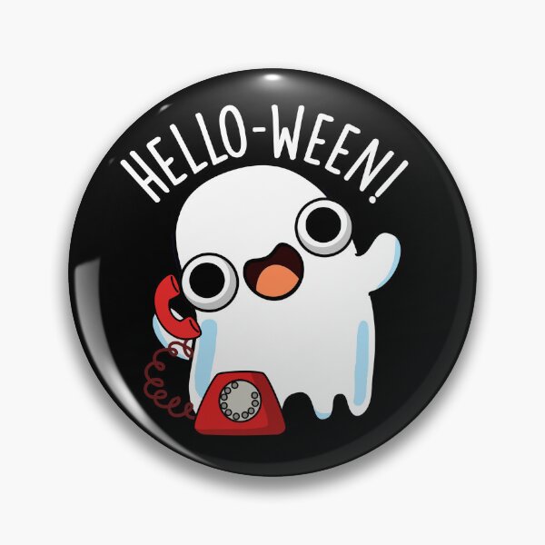 Item preview, Hello-ween Funny Ghost Pun  (Dark BG) designed and sold by punnybone.