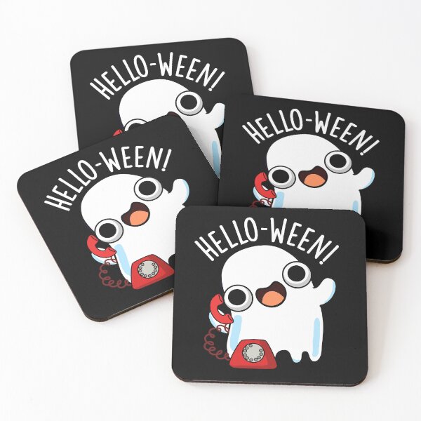 Item preview, Hello-ween Funny Ghost Pun  (Dark BG) designed and sold by punnybone.