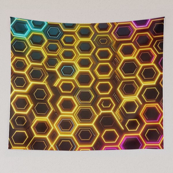 Item preview, Neon Hexagon Grid designed and sold by TeslaSt0re.