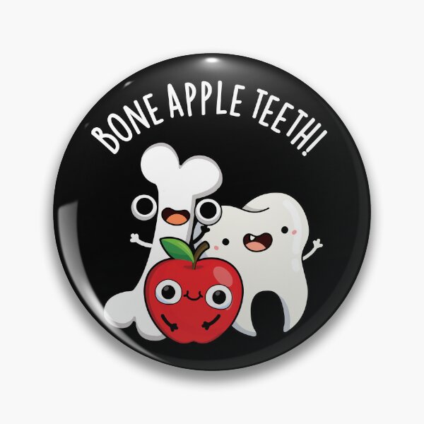 Item preview, Bone Apple Teeth Funny Bona Appetit Pun  (Dark BG) designed and sold by punnybone.