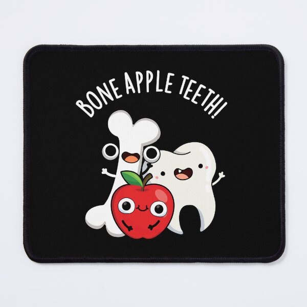Item preview, Bone Apple Teeth Funny Bona Appetit Pun (Dark BG) designed and sold by punnybone.