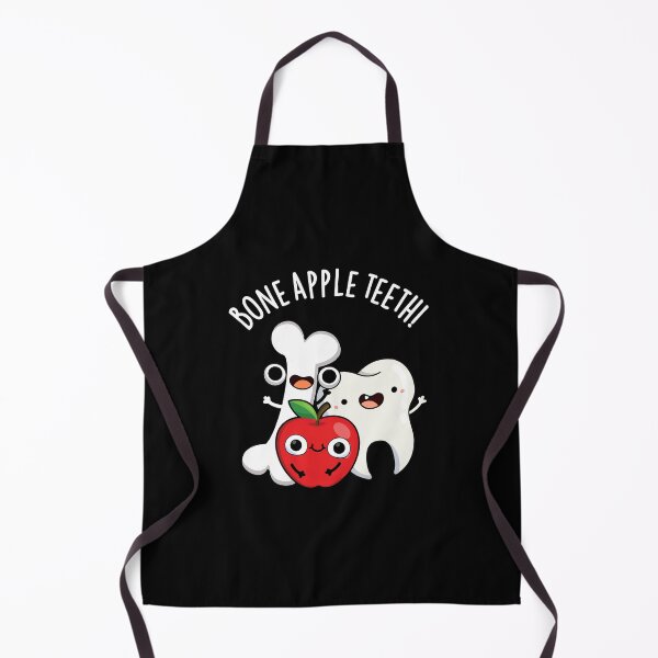 Item preview, Bone Apple Teeth Funny Bona Appetit Pun (Dark BG) designed and sold by punnybone.