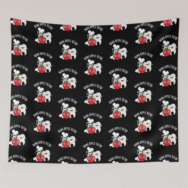 Item preview, Bone Apple Teeth Funny Bona Appetit Pun  (Dark BG) designed and sold by punnybone.