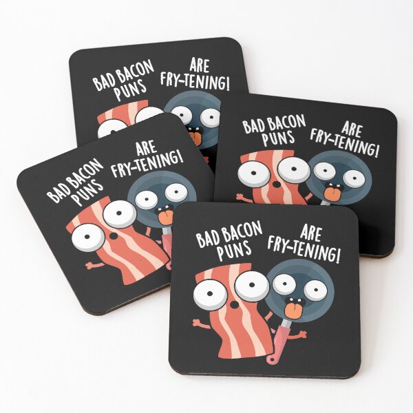 Item preview, Bad Bacon Puns Are Fry-tening Funny Food Pun  (Dark BG) designed and sold by punnybone.