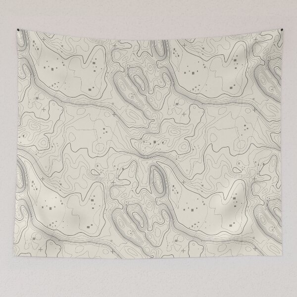 Item preview, Seamless topographic map pattern with contour lines and abstract symbols on a beige background designed and sold by NataliArt66.