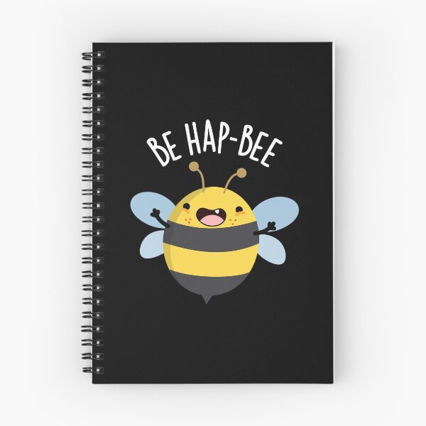 Item preview, Be Hap-bee Funny Bee Pun (Dark BG) designed and sold by punnybone.