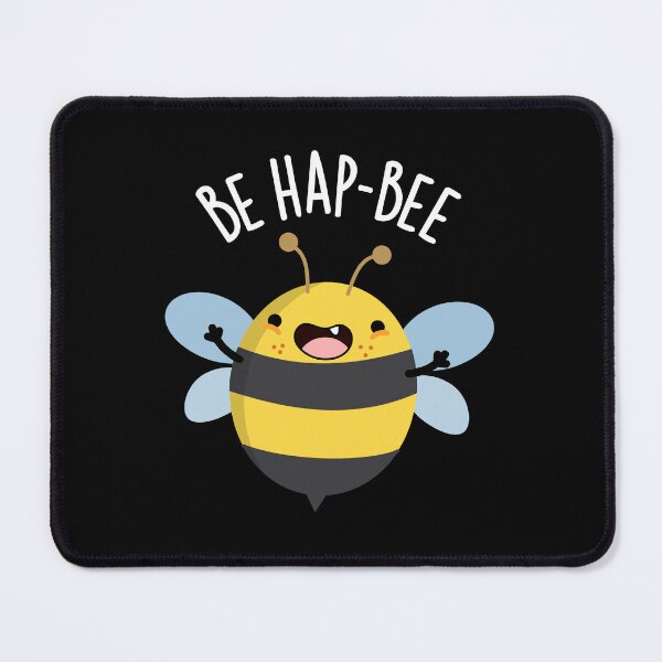 Item preview, Be Hap-bee Funny Bee Pun (Dark BG) designed and sold by punnybone.