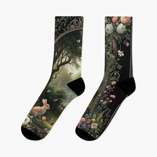 Item preview, Enchanting Cottagecore Bunnies Butterflies Spring Forest Rug design.  designed and sold by DrewRomeoCo.
