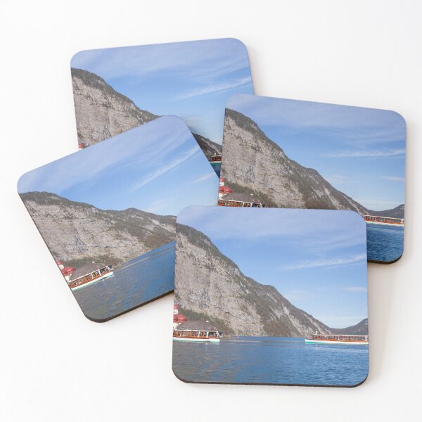 Item preview, Pilgrimage Church of St. Bartholomä with excursion boats at Königssee in autumn designed and sold by Torsten Krüger.