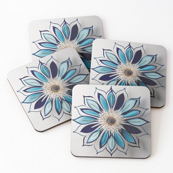 Artikelvorschau, Blaues abstraktes Blumenmandala entworfen und verkauft von lepetitgekko.