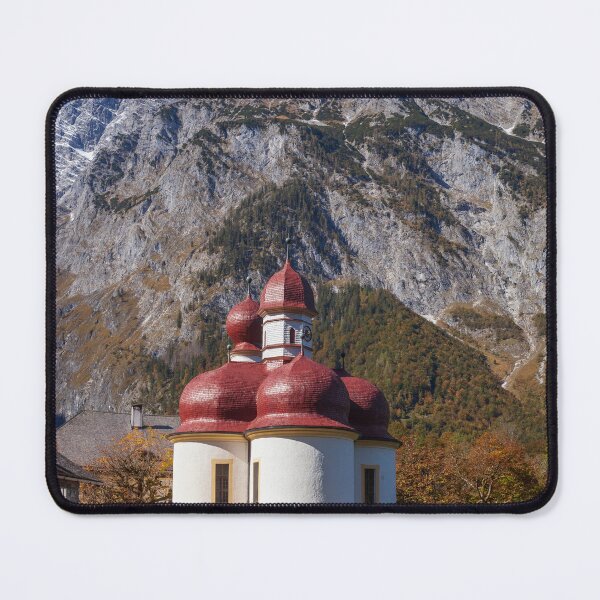 Item preview, Pilgrimage Church of St. Bartholomä with Watzmann East Face at Königssee in Autumn designed and sold by Torsten  Krüger.