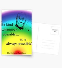 Dalai Lama: Be Kind - Rainbow Background Postcards