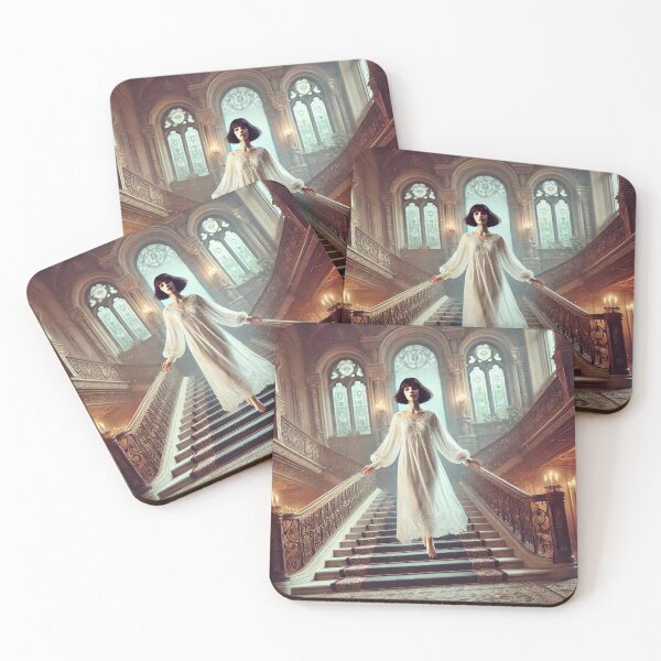 Item preview, The Ethereal Descent: Dark-Haired Woman Floating in Victorian Mansion designed and sold by Meta2Physical.