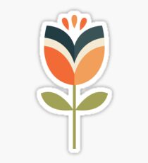 Retro Tulip - Orange and Olive Green Sticker