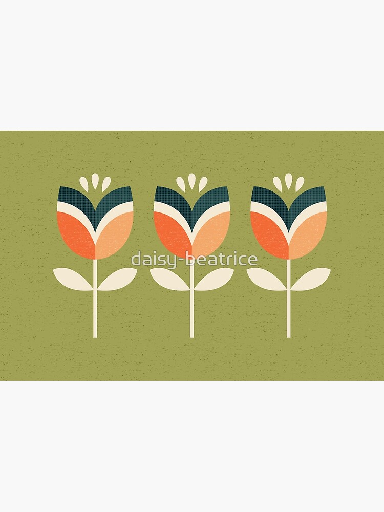 Retro Tulip - Orange and Olive Green by daisy-beatrice