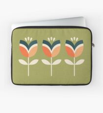 Funda para portátil Tulipán Retro - Naranja Y Verde Oliva