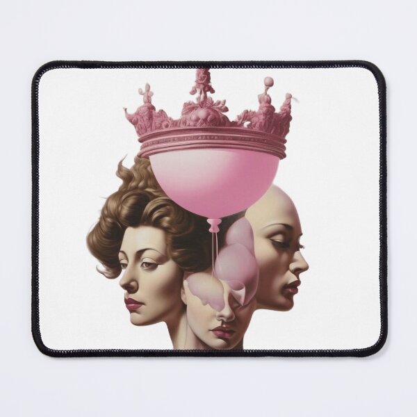 Item preview, Three faces women wearing crown and pin balloons | surreal Pop art  designed and sold by TaliaShin.
