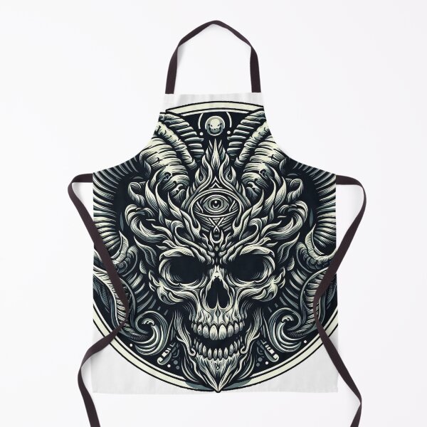 Item preview, Skull with Horns Black White with All Seeing Eye designed and sold by Salimgor Hangaround Music.