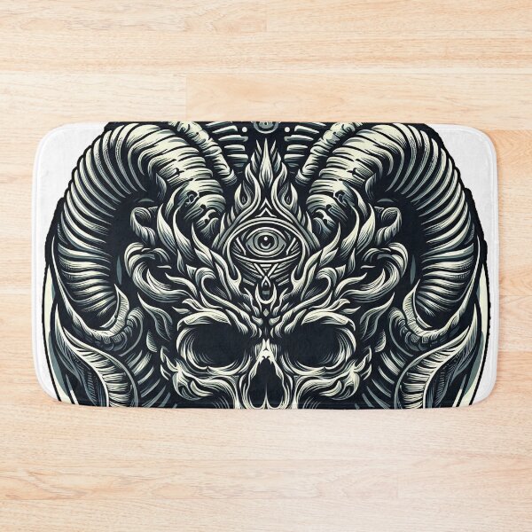 Item preview, Skull with Horns Black White with All Seeing Eye designed and sold by Salimgor Hangaround Music.