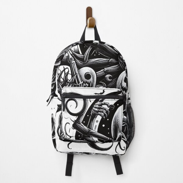 Item preview, Skull with Halloween Pumpkins Black and White designed and sold by Salimgor Hangaround Music.