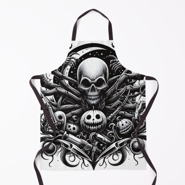 Item preview, Skull with Halloween Pumpkins Black and White designed and sold by Salimgor Hangaround Music.