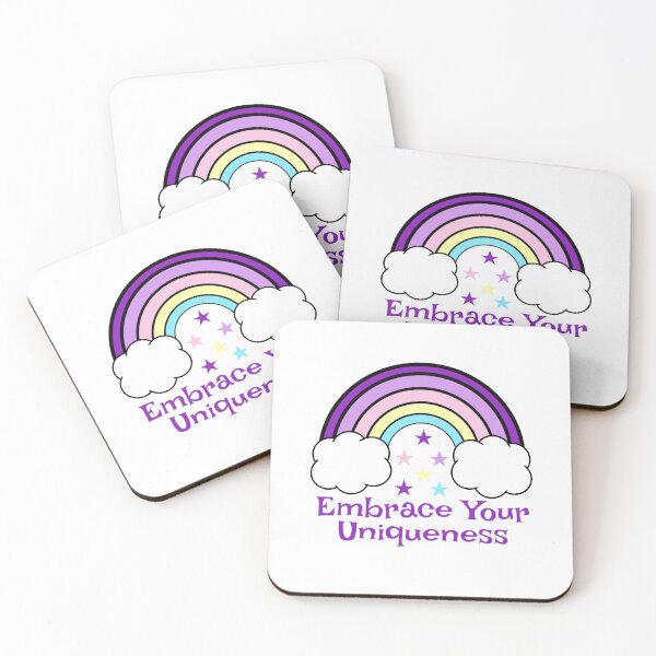 Item preview, Embrace Your Uniqueness, Cute Rainbow Motivational Inspirational Quote designed and sold by Sunserize Designs.