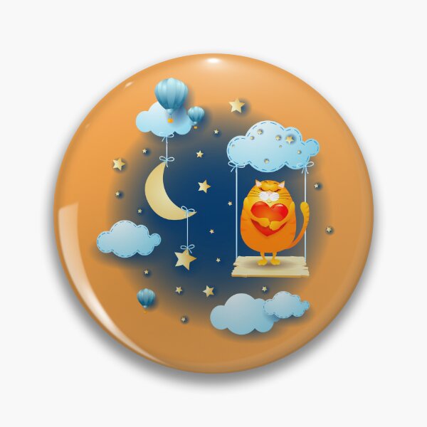 Item preview, Cat in love over the swing, at night designed and sold by LuisaVenturoli.