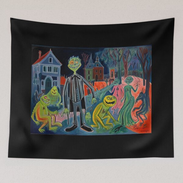 Item preview, Creepy ghouls and serial killers expressionist art painting designed and sold by Vintage Designs +.
