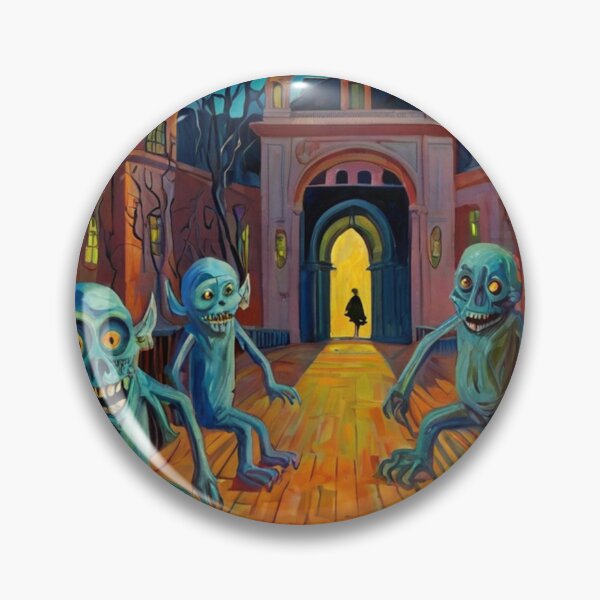 Item preview, a courtyard filled with horrors expressionist art painting designed and sold by Vintage Designs +.
